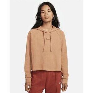 Nike Cropped Hoodie Long Sleeve Crop Top Cognac Orange Size Large